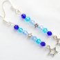 Ombre star charm blue bicone crystal bead earrings 2 pair lot