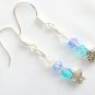 Ombre star charm blue bicone crystal bead earrings 2 pair lot