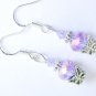 Light purple crystal bead butterfly flower earrings 2 pair