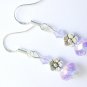 Light purple crystal bead butterfly flower earrings 2 pair