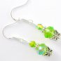 Light lime green crystal butterfly flower earrings 2 pair