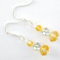 Yellow crystal bead butterfly flower earrings 2 pair