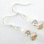 Light smoky gray crystal bead butterfly flower earrings 2 Pair