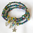 AB iridescent rainbow blue purple bead bangle bracelet earrings set AB iridescent rainbow blue purple bead bangle bracelet earrings set