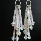 Clear iridescent crystal bugle seed bead dangle earrings Clear iridescent crystal bugle seed bead dangle earrings