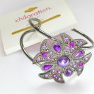 Xhilaration purple crystal cross gunmetal cuff bracelet NWT