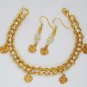 Four leaf clover charm gold rhinestone tennis Bracelet Earrings Set