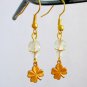 Four leaf clover charm gold rhinestone tennis Bracelet Earrings Set