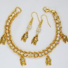 Love charm rhinestone gold tennis Bracelet Earrings Set Love charm rhinestone gold tennis Bracelet Earrings Set