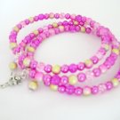 Pink yellow glass bead fairy charm bangle bracelet earrings set Pink yellow glass bead fairy charm bangle bracelet earrings set