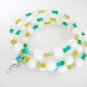 Teal green yellow crackle bead dolphin charm bangle bracelet earrings set