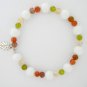 Fall brown green crackle bead leaf charm bangle bracelet earrings set