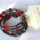 Sonoma genuine shell bead navy blue red 5 row memory wire bracelet NWT Sonoma genuine shell bead navy blue red 5 row memory wire bracelet NWT