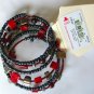 Sonoma genuine shell bead navy blue red 5 row memory wire bracelet NWT