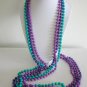 Plastic bead purple aqua blue long strand necklace lot of 3 pc