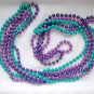 Plastic bead purple aqua blue long strand necklace lot of 3 pc
