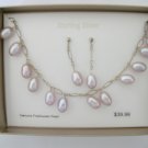 Genuine Freshwater Pink Pearl sterling silver necklace and earrings set NWT Genuine Freshwater Pink Pearl sterling silver necklace and earrings set NWT