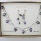 Genuine Freshwater Black Pearl sterling silver necklace and earrings set NWT Genuine Freshwater Black Pearl sterling silver necklace and earrings set NWT