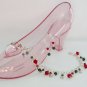 Ladybug charm red black glass bead anklet
