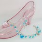 Crystal heart bead aqua blue charm anklet