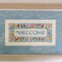 Welcome to your home flower blue mat completed cross stitch