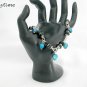 Czech sea shell glass bead AB aqua blue black crystal bracelet earrings set