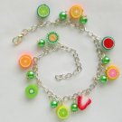 Fruit vegetarian vegan strawberry orange charm anklet