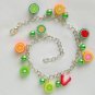 Fruit vegetarian vegan strawberry orange charm anklet