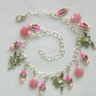 Fairy charm pink Czech glass butterfly bead anklet