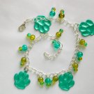 Green paw print charm crackle glass bead anklet Green paw print charm crackle glass bead anklet