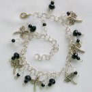 Dragonfly charm black crystal glass bead anklet Dragonfly charm black crystal glass bead anklet