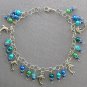 Dolphin charm aqua blue pearl bead anklet