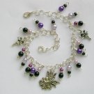 Fairy charm purple black pearl bead anklet