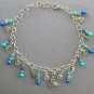 Fairy princess star moon charm aqua blue bead anklet