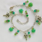 Fairy charm Czech butterfly green crackle glass bead anklet Fairy charm Czech butterfly green crackle glass bead anklet