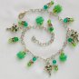 Fairy charm Czech butterfly green crackle glass bead anklet
