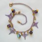 Caduceus charm medical nurse purple AB bead anklet
