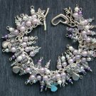 Angel light purple rondelle crystal bead charm bracelet