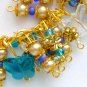 Crystal butterfly aqua blue bead gold flower cha cha bracelet