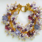 Crystal butterfly purple faceted glass bead cha cha charm bracelet