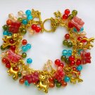 Cat red aqua Czech glass butterfly crackle bead charm bracelet Cat red aqua Czech glass butterfly crackle bead charm bracelet