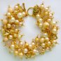 Vintage bead light peach gold heart charm cha cha bracelet