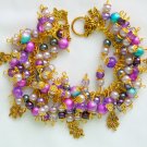 Four leaf clover purple ombre bead cha cha charm bracelet