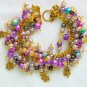 Four leaf clover purple ombre bead cha cha charm bracelet