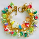 Fruit vegetarian vegan strawberry lemon bead charm bracelet Fruit vegetarian vegan strawberry lemon bead charm bracelet