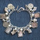 Dog lover Czech glass bead photo frame silver charm bracelet Dog lover Czech glass bead photo frame silver charm bracelet