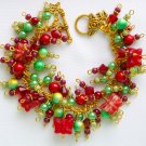 Christmas butterfly glass bead red green cha cha charm bracelet Christmas butterfly glass bead red green cha cha charm bracelet