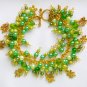 Four leaf cover green gold lucky cha cha charm bracelet