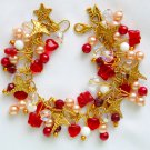 Medical caduceus health nurse red bead charm bracelet and health pin Medical caduceus health nurse red bead charm bracelet and health pin