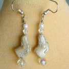 Dog Czech pressed glass bead light brown drop earrings Dog Czech pressed glass bead light brown drop earrings